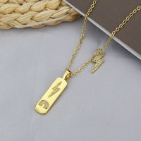 New Tag Necklace Fashion Gold-plated Copper Inlaid Zirconium Lightning Fish Bone Accessories Pendant sku image 2