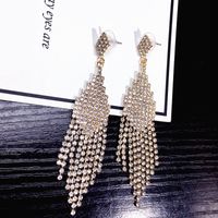 Flash Elegant Crystal Long Fringe Earrings Women's Korean-style All-match Fashion Diamond Anti-allergy Ear Stud Earring sku image 1