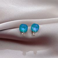 Korean Version Of Simple And Cute Small Blue Earrings Fashion Small Fresh Earrings Light Luxury Earrings sku image 1