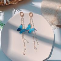 Jewelry Blue Transparent Bow Earrings Long Fashion Acrylic Earrings sku image 1