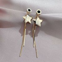New Japanese And Korean Simple Five-pointed Star Tassel Earrings High-end Long Fashion Earrings sku image 1
