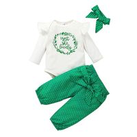 Fashion Letters Female Baby Long-sleeved Trousers 3-piece Baby Clothes Wholesale sku image 6