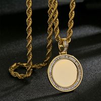 Wholesale Jewelry Round Micro-inlaid Square Zircon Copper Necklace Nihaojewelry sku image 6