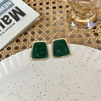 Vintage Glazed Paint Metal Wind Temperament Retro Square Cold Hong Kong Style Exaggerated Large Earrings Geometric Earrings main image 5