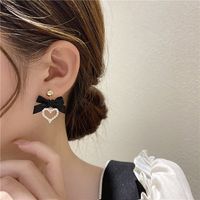 Korean Black Ribbon Bowknot Diamond Earrings New Fashion Earrings Design Earrings main image 1