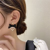 Korean Black Ribbon Bowknot Diamond Earrings New Fashion Earrings Design Earrings main image 2