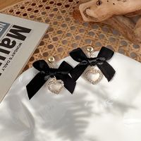 Korean Black Ribbon Bowknot Diamond Earrings New Fashion Earrings Design Earrings main image 4