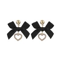 Korean Black Ribbon Bowknot Diamond Earrings New Fashion Earrings Design Earrings main image 6
