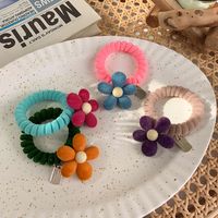 Contrasting Color Velvet Flower Hair Rope Candy Color Phone Ring Head Rope Sweet Temperament Hair Ring Japanese And Korean Hair Accessories Mori Autumn And Winter main image 1