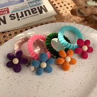 Contrasting Color Velvet Flower Hair Rope Candy Color Phone Ring Head Rope Sweet Temperament Hair Ring Japanese And Korean Hair Accessories Mori Autumn And Winter main image 3