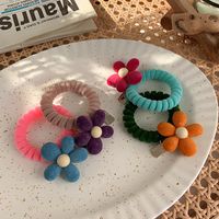 Contrasting Color Velvet Flower Hair Rope Candy Color Phone Ring Head Rope Sweet Temperament Hair Ring Japanese And Korean Hair Accessories Mori Autumn And Winter main image 4