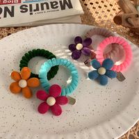 Contrasting Color Velvet Flower Hair Rope Candy Color Phone Ring Head Rope Sweet Temperament Hair Ring Japanese And Korean Hair Accessories Mori Autumn And Winter main image 5