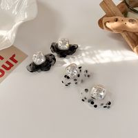 Korean Version Of Small Fresh Earrings Square Pearl Color Diamond Wave Point Chiffon Mesh Earring Earrings main image 5