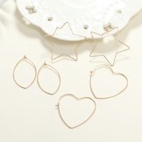 Simple Forest Cold Wind Alloy 3-piece Earrings Korean Temperament Hollow Love Star Oval Earrings main image 4