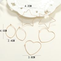 Simple Forest Cold Wind Alloy 3-piece Earrings Korean Temperament Hollow Love Star Oval Earrings main image 5