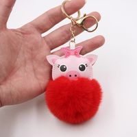 Cute Pig Hair Ball Keychain Europe And America  Pig Plush Bag Accessories Pendant Gift main image 6