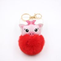 Cute Pig Hair Ball Keychain Europe And America  Pig Plush Bag Accessories Pendant Gift main image 4