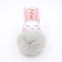 New Product Little White Rabbit Plush Ball Cute Car Key Ring Pendant Wallet Accessory Buckle main image 5