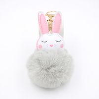 Nouveau Produit Petit Lapin Blanc Boule En Peluche Mignon Porte-clés De Voiture Pendentif Portefeuille Accessoire Boucle main image 5