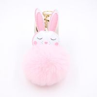 New Product Little White Rabbit Plush Ball Cute Car Key Ring Pendant Wallet Accessory Buckle main image 4