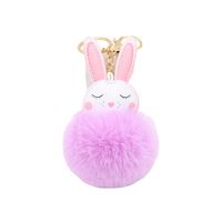 New Product Little White Rabbit Plush Ball Cute Car Key Ring Pendant Wallet Accessory Buckle main image 3