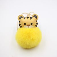 Cartoon Tiger Imitation Rex Rabbit Fur Ball Keychain Car Car Zodiac Tiger Plush Pendant Accessories main image 4