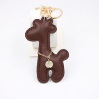 Creative Pu Giraffe Leather Keychain Car Pendant Cartoon Animal Deer Schoolbag Pendant Wholesale main image 5