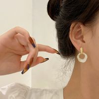 S925 Silver Needle Design Irregular Earrings Temperament Niche Micro-inlaid Zircon Earrings Personality All-match Acrylic Copper Earrings main image 3