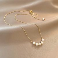 Japan And South Korea Net Red Fashion Personality Necklace Design Sense Trend Pearl Pendant Cold Wind Copper Clavicle Chain main image 3