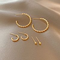 European And American Fashion Personality Metal Set Earrings Female Ins Wind Temperament Simple Ear Jewelry Cold Wind Geometric Earrings main image 3