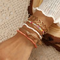 Cuentas De Arroz Anudadas Corazón Hueco Pulsera De 6 Piezas Nueva Moda Retro Pulsera Ajustable sku image 1