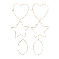 Simple Forest Cold Wind Alloy 3-piece Earrings Korean Temperament Hollow Love Star Oval Earrings sku image 1