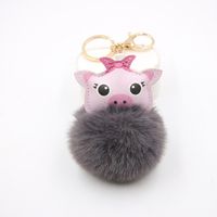 Cute Pig Hair Ball Keychain Europe And America  Pig Plush Bag Accessories Pendant Gift sku image 1