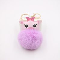 Cute Pig Hair Ball Keychain Europe And America  Pig Plush Bag Accessories Pendant Gift sku image 3