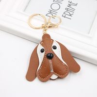 Foreign Trade Cross-border British Beagle Dog Animal Bag Pu Accessories Small Pendant Long Ear Puppy Leather Keychain sku image 1