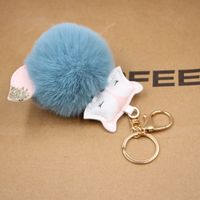 New Product Fox Pu Leather Plush Bag Keychain Fox Head Doll Toy Fur Ball School Bag Pendant Pendant sku image 10