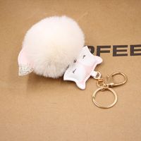 New Product Fox Pu Leather Plush Bag Keychain Fox Head Doll Toy Fur Ball School Bag Pendant Pendant sku image 11