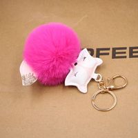 New Product Fox Pu Leather Plush Bag Keychain Fox Head Doll Toy Fur Ball School Bag Pendant Pendant sku image 13