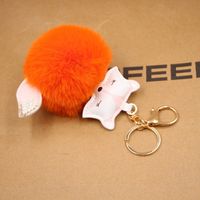 New Product Fox Pu Leather Plush Bag Keychain Fox Head Doll Toy Fur Ball School Bag Pendant Pendant sku image 16