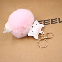 New Product Fox Pu Leather Plush Bag Keychain Fox Head Doll Toy Fur Ball School Bag Pendant Pendant sku image 18