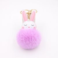 New Product Little White Rabbit Plush Ball Cute Car Key Ring Pendant Wallet Accessory Buckle sku image 1