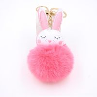 New Product Little White Rabbit Plush Ball Cute Car Key Ring Pendant Wallet Accessory Buckle sku image 2