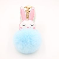 New Product Little White Rabbit Plush Ball Cute Car Key Ring Pendant Wallet Accessory Buckle sku image 4