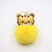 Cartoon Tiger Imitation Rex Rabbit Fur Ball Keychain Car Car Zodiac Tiger Plush Pendant Accessories sku image 2