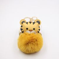 Cartoon Tiger Imitation Rex Rabbit Fur Ball Keychain Car Car Zodiac Tiger Plush Pendant Accessories sku image 4