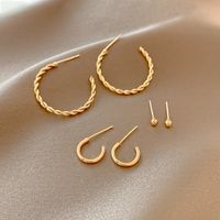 European And American Fashion Personality Metal Set Earrings Female Ins Wind Temperament Simple Ear Jewelry Cold Wind Geometric Earrings sku image 1