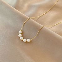 Japan And South Korea Net Red Fashion Personality Necklace Design Sense Trend Pearl Pendant Cold Wind Copper Clavicle Chain sku image 2