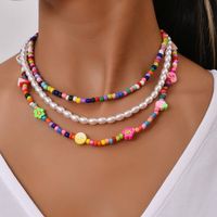 Mehrschichtige Halskette Im Böhmischen Stil, Farbige Weiche Tonfruchtimitationsperlenfrauen main image 1
