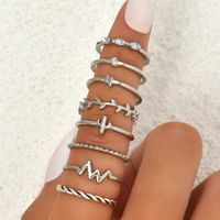 Bohemian Ancient Silver Wave Ocean Wave Cactus Multi-piece Ladies Joint Ring main image 1