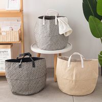 Cotton Linen Storage Bucket Laundry Basket Dirty Clothes Hamper Foldable Japanese Style Simple Bedroom Household Items main image 2